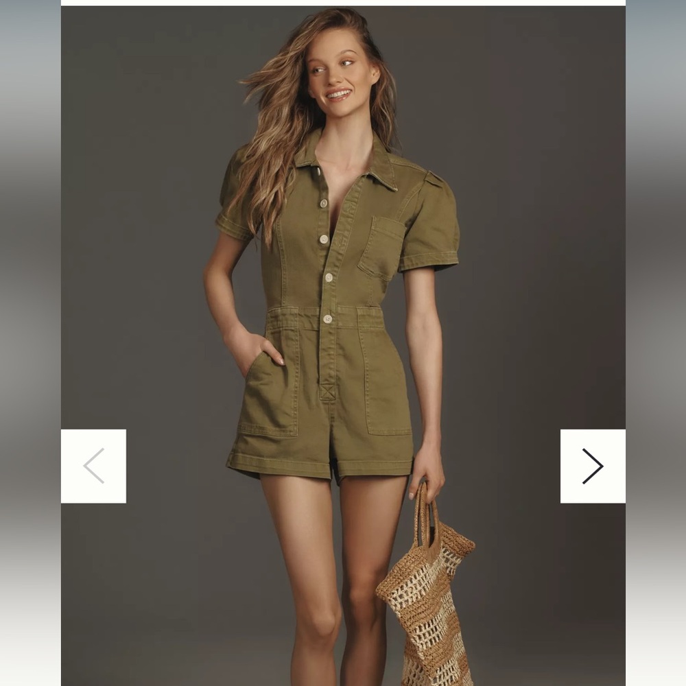 Pilcro- Kit Utility Romper- Olive Green Romper